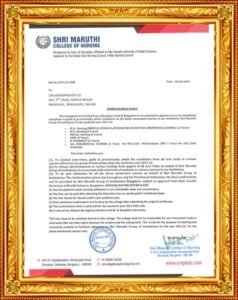 Shri Maruthi College of Nursing Bangalore Awards and Authorization